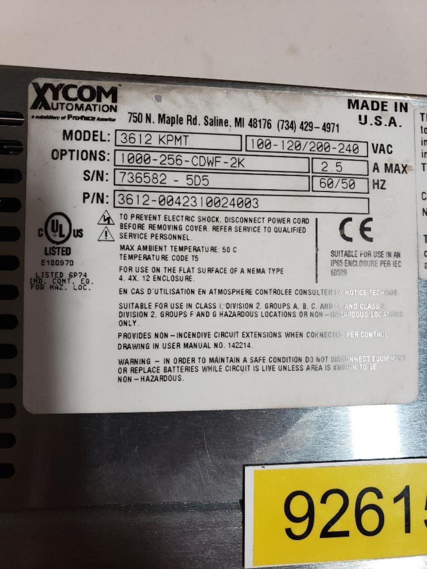 Xycom Pro-Face model 3612-KPMT New in box. - Image 4 of 6