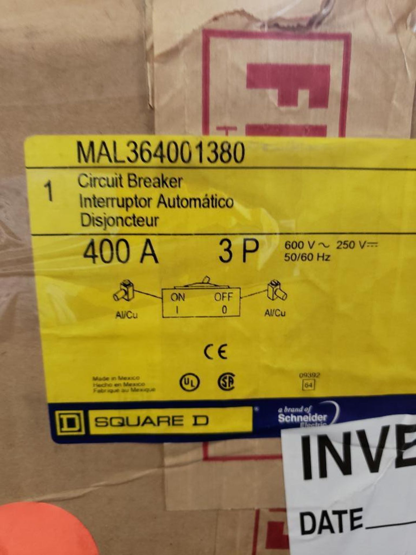 Qty 1 - Square D model MAL364001380 circuit breaker. New as pictured. - Image 4 of 4