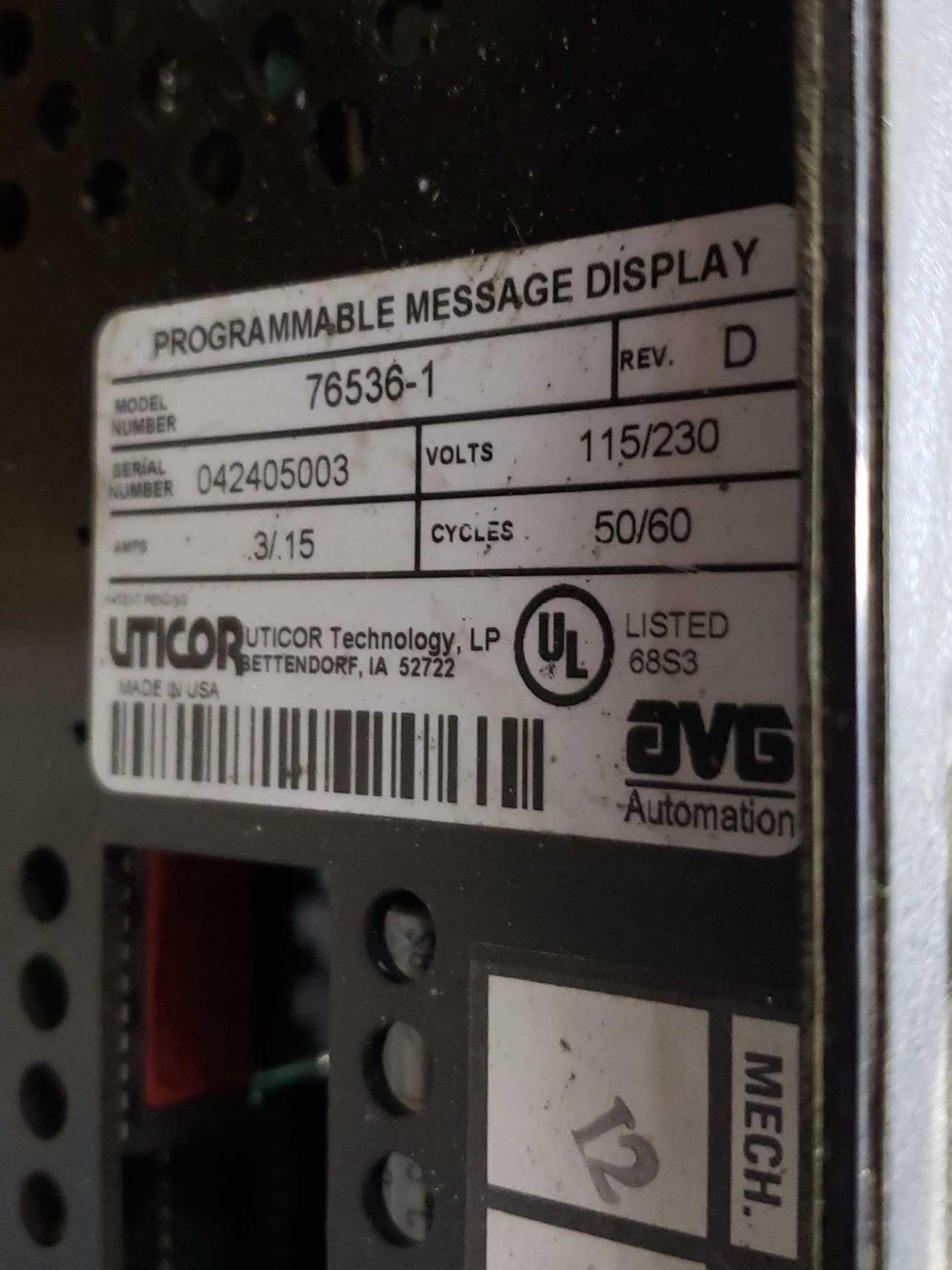 Unticor PMD200 programmable message center model 76536-1. - Image 2 of 2