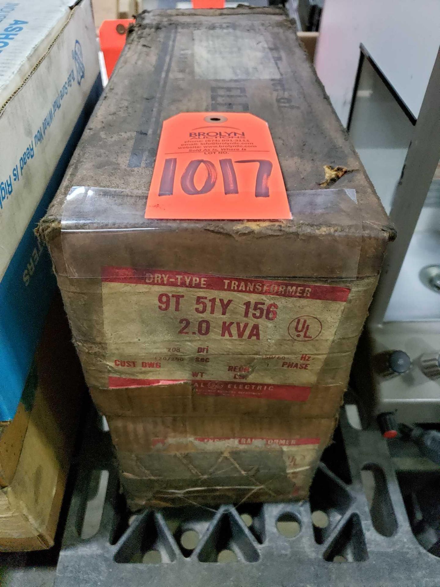 Qty 2 - GE dry type transformer model 9T-51Y-156, 2.0 kVa. New in boxes.