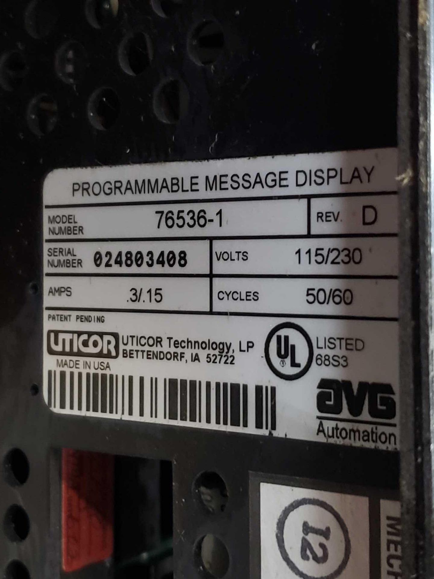 Unticor PMD200 programmable message center model 76536-1. - Image 2 of 2