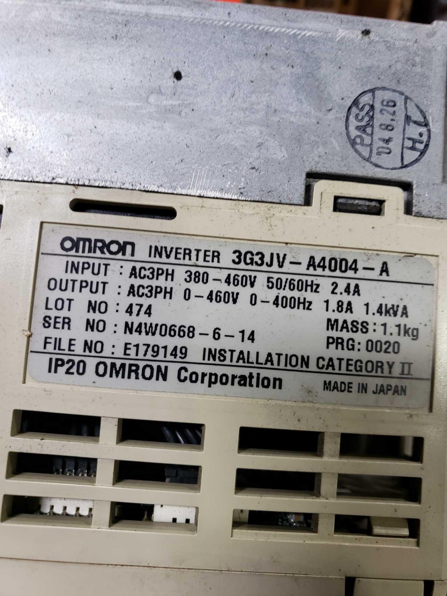 Qty 2 - Omron inverter drive model 3G3JV-A4004-A.