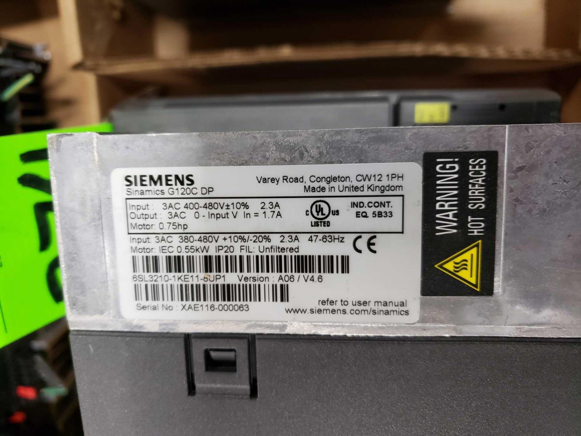 Qty 2 - Siemens Sinamics model 6SL3210-1KE11-8UP1 drive. - Image 2 of 2