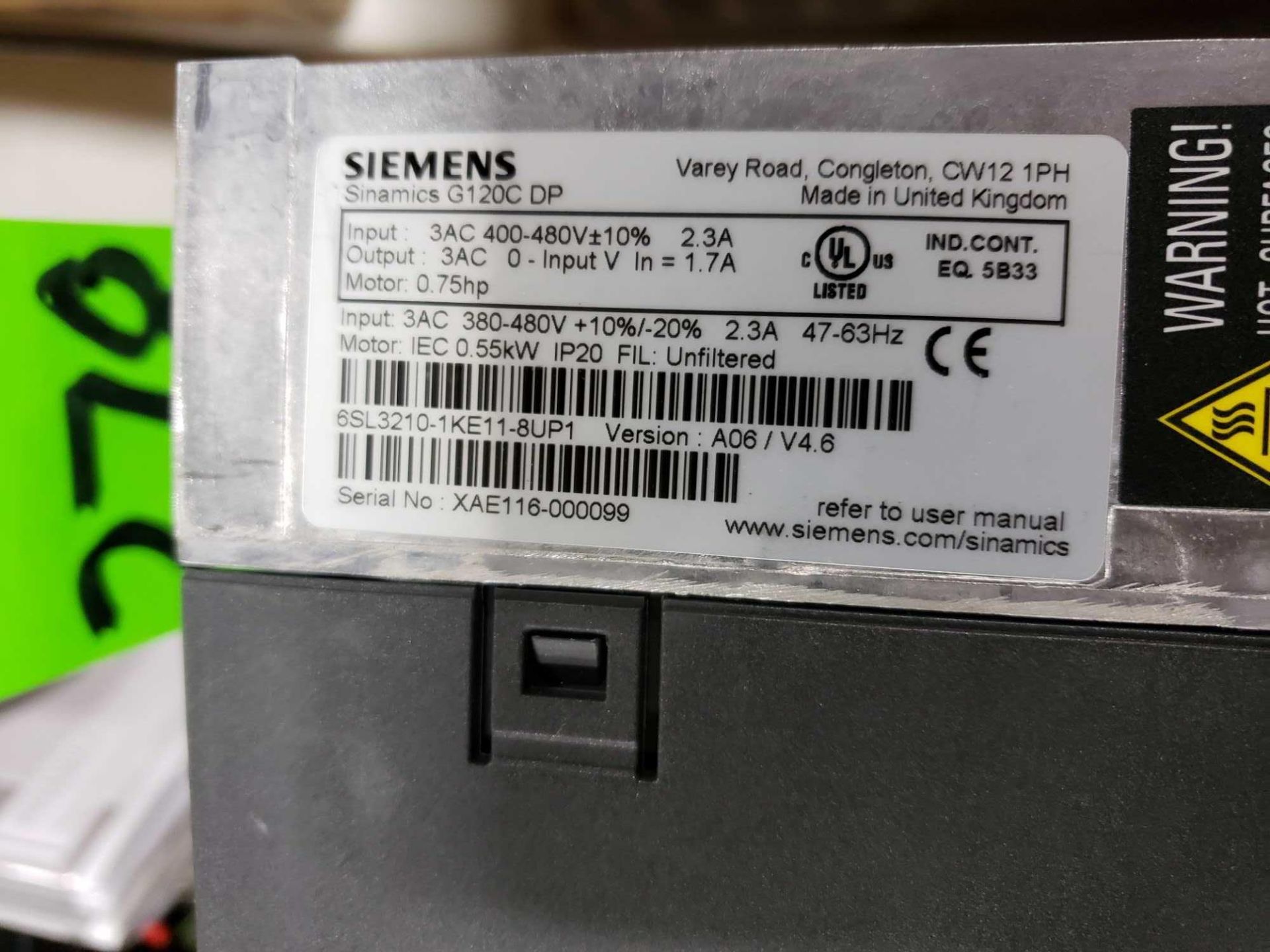 Qty 2 - Siemens Sinamics model 6SL3210-1KE11-8UP1 drive. - Image 2 of 2