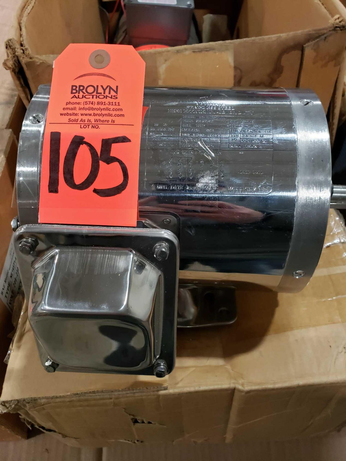 Ultimate Staineless Steel High Efficiency- Sever duty motor Model JD1S24AMD, 1/2hp, 3ph. New in box.