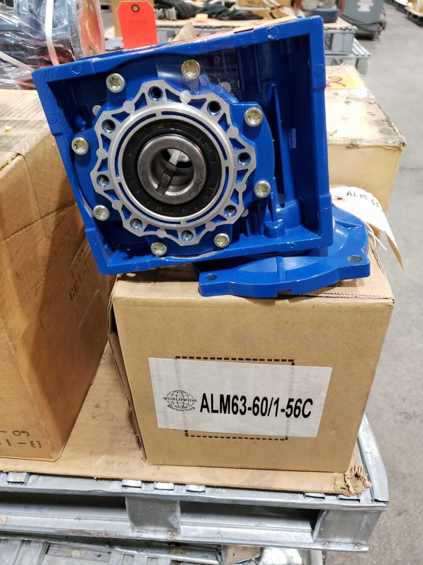 Worldwide Electric Corp model ALM63-60/1-56C gear reducer box. Ratio 60:1. New in box.