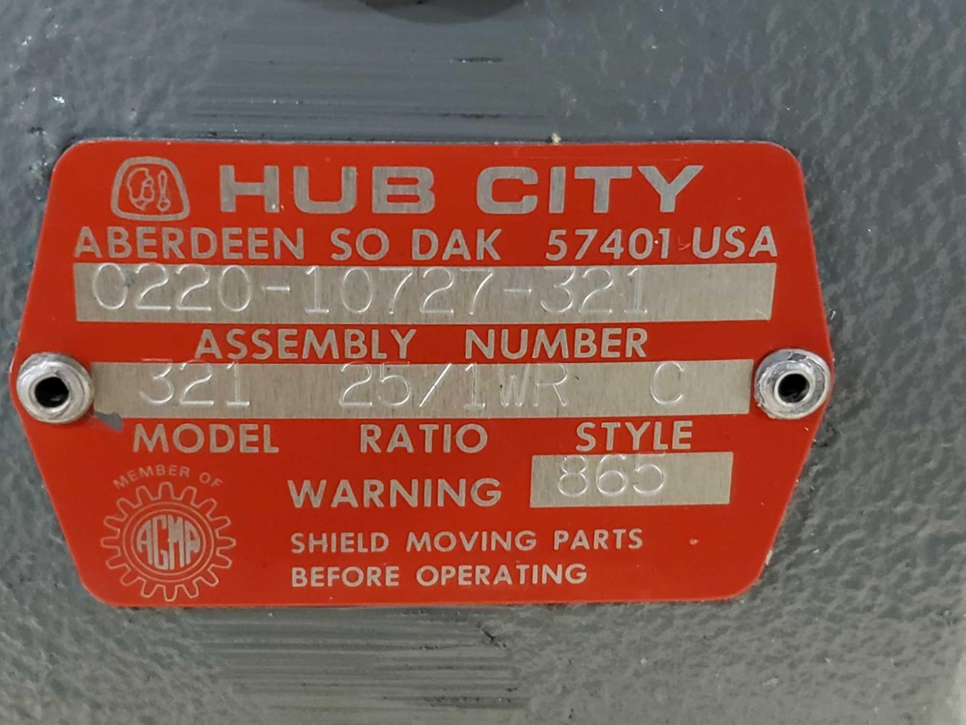 Hub City gear box speed reducer model 321, ratio 25/1WR, style C. New in box. - Image 2 of 3