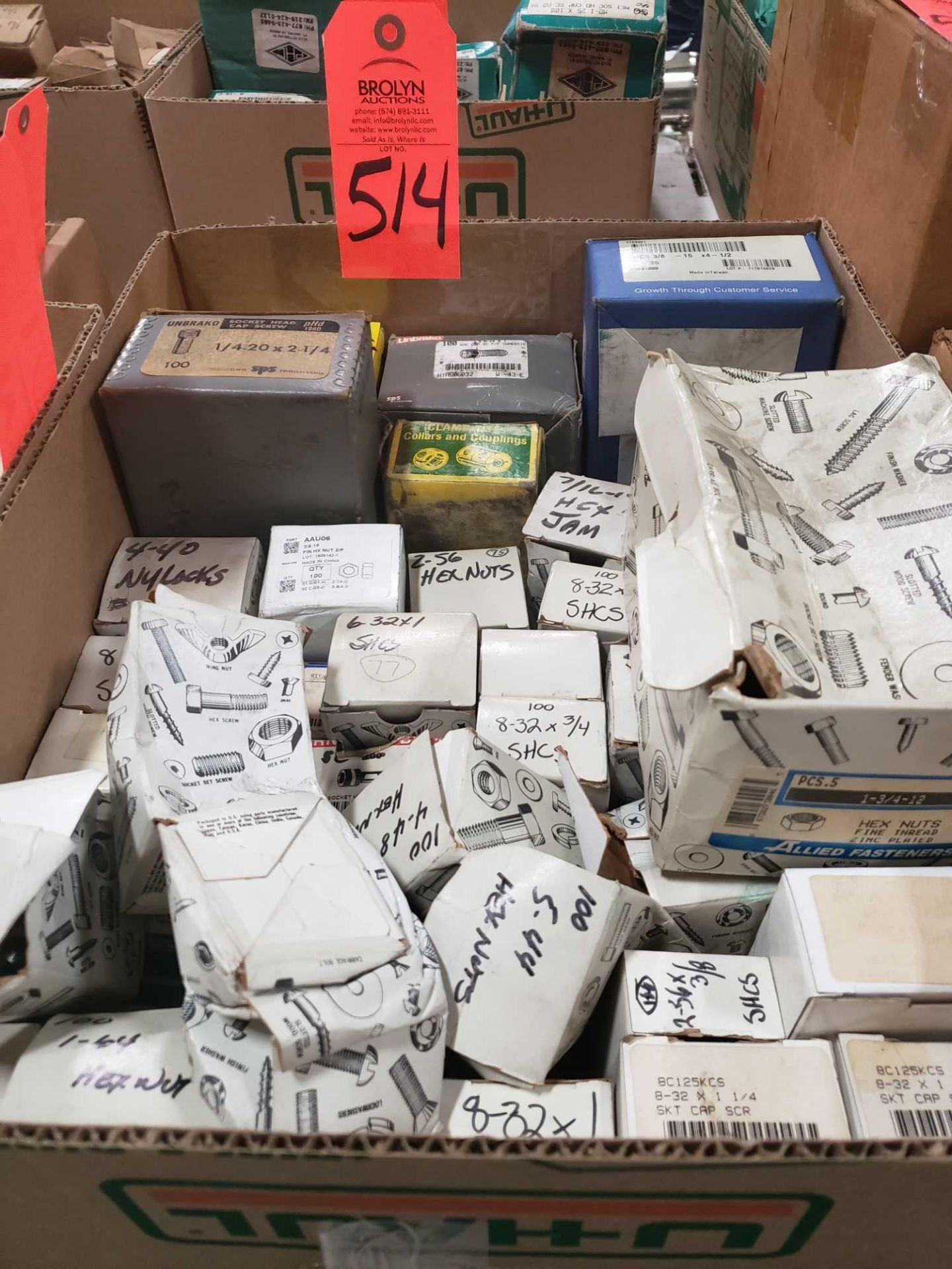 Qty 40 - Assorted boxes of new hardware, high grade, nuts, bolts, washers, etc. New in box.