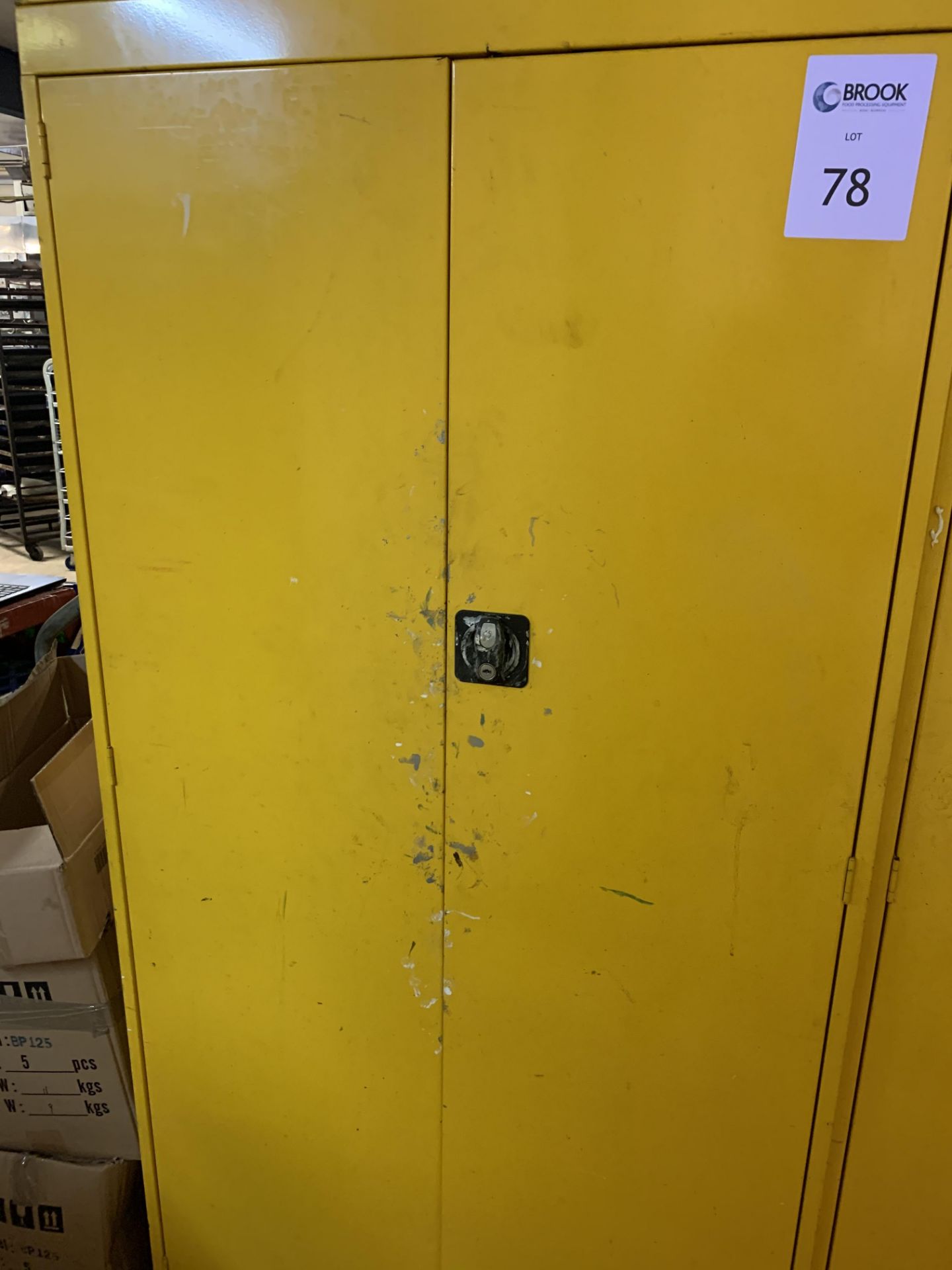 double door yellow cabinet