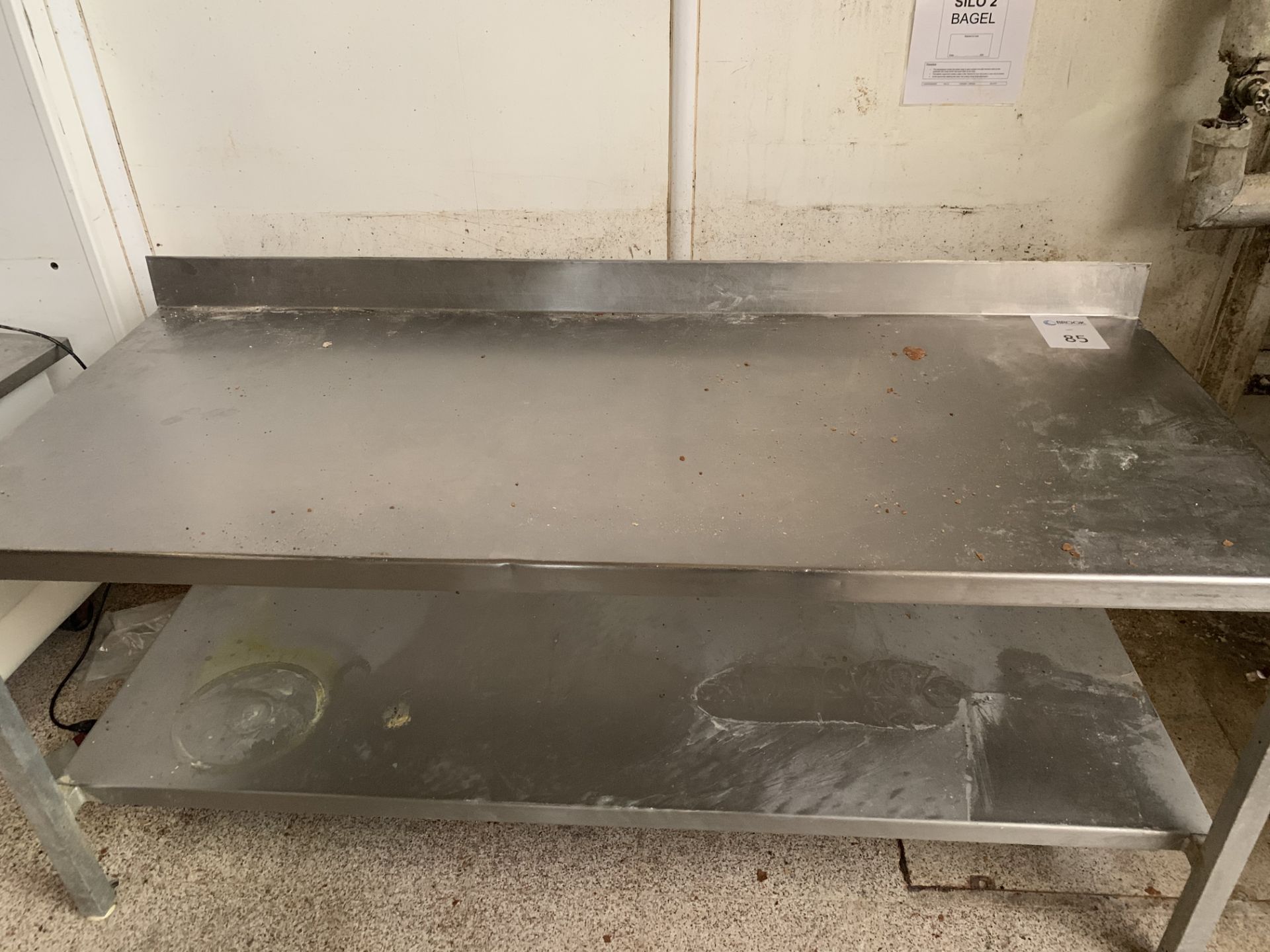 aluminium framed table with upstand approx. 6ft long