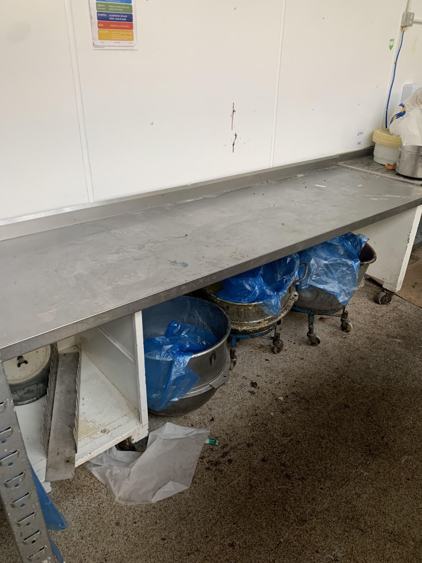 mild steel mobile table approx. 8ft with upstand