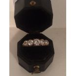 A 9ct Gold Ladies Dress Ring, Set with five graduated white stones, Ring size O1/2