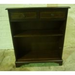 A Reproduction Open Bookcase, With two small drawers above open shelving, 92cm high, 78cm wide, 29cm