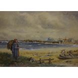 W.B. Mitchell (Scottish Exh 1884-1902)) "Picking Mussels on North Berwick Beach) Watercolour, signed