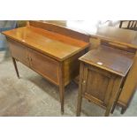 A Mahogany Washstand, 77cm high, 108cm wide, 46cm deep, also with an oak bedside cabinet, (2)