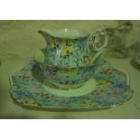 A Shelley "Melody" Pattern Six Piece Tea Set, To include biscuit plate, cream and sugar, 21 pieces