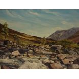 R Keith Fraser (Scottish 20th Century) "River Etive Inverness-shire" Oil on Board, 39 x 55cm,