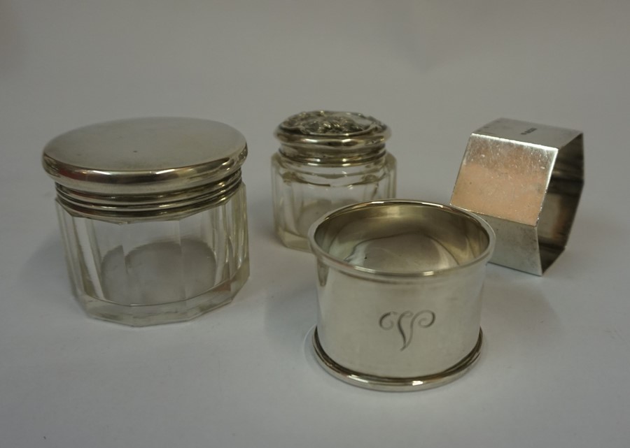 A Mixed Lot of Assorted Silver, To include two silver mounted wine coasters, six napkin rings, two - Image 2 of 3