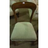 A Pair of Victorian Mahogany Dining Chairs, With a curved top above a stuff over seat, 98cm high,