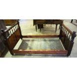 A Victorian Mahogany 4ft Bed, With side rails and slats