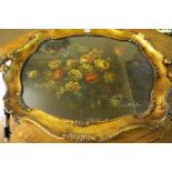 A Victorian Papier Mache Tea Tray, Probably by B.Walton & Co Old Hall Wolverhampton, of shaped