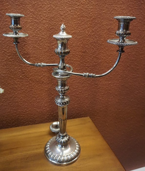 A Pair of Edwardian Silver Plated Candleabra, With two sconces, 51cm high, (2) - Image 2 of 2