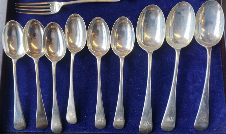 A Part Suite of Silver Cutlery, Hallmarks for Walker & Hall Sheffield, To include dessert spoons, - Image 4 of 5