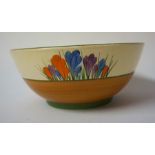 A Clarice Cliff Bizarre "Crocus" Pattern Bowl, For Newport Pottery, 8cm high, 19cm diameter