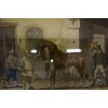 After J.Harris "Horse Dealing No1 and 2" Pair of Aquatints, 28 x 40cm, framed, also with a similar