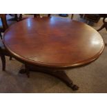 A William IV Mahogany Snap Action Breakfast Table, With a circular top, raised on a cylindrical