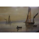 "Boating Scenes" Watercolours, A pair, 39 x 66cm, in gilt frames, (2)