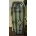 Two Stained Glass Panels, 101cm high, 29cm wide, (2)