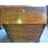 A 19th Century Mahogany Writing Bureau, With a fall front above four graduated drawers, 104cm