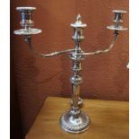 A Pair of Edwardian Silver Plated Candleabra, With two sconces, 51cm high, (2)