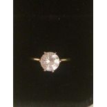A 14ct Gold Ladies Dress Ring, Set with a single stone, stamped 14k, ring size O