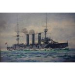 Frank Watson Wood (1862-1953) "Three WW1 Ship Portraits (1903-1916) Watercolours, signed to all