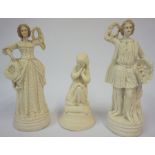 A Pair of Victorian Bisque Porcelain Figures, Modelled as a male and female wedding couple, 31cm
