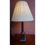 A Corinthian Style Metal Table Lamp, With a later shade, fitted for electricity, 46cm high