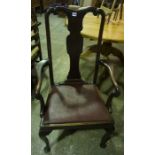 A Pair of Queen Anne Style Mahogany Carver Chairs, 110cm high, (2)