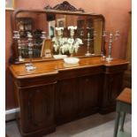 A Victorian Mahogany Scottish Breakfront Sideboard with Mirror Back, The large mirror raised above a