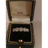 A 9ct Gold Ladies Dress Ring, Set with five graduated stones, stamped 375, ring size O1/2