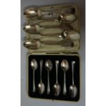 A Set of Eight 19th Century Silver Teaspoons, Monogrammed to stem, also with two similar