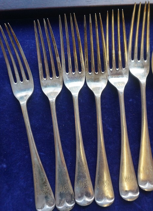 A Part Suite of Silver Cutlery, Hallmarks for Walker & Hall Sheffield, To include dessert spoons,