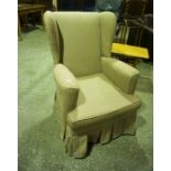 A Vintage Upholstered Wing Armchair, 96cm high