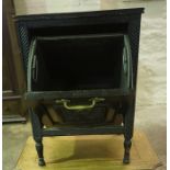 An Ebonised Coal Depot, With fall front, 55cm high, 40cm wide, 32cm deep, also with an occasional
