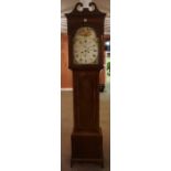 A Victorian Eight Day Longcase Clock, With a painted 14 inch dial with two subsidiary dials, the