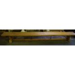 A Pine School Gym Bench, 30cm high, 267cm long, 25cm deep
