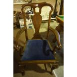 A Set of Six Queen Anne Style Mahogany Dining Chairs, Including two carvers, 113cm high, (6)