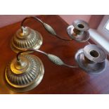 A Pair of Vintage Brass Wall Sconces, 6cm high, 32cm wide