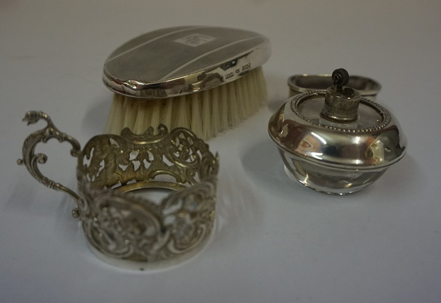 A Mixed Lot of Assorted Silver, To include two silver mounted wine coasters, six napkin rings, two - Image 3 of 3